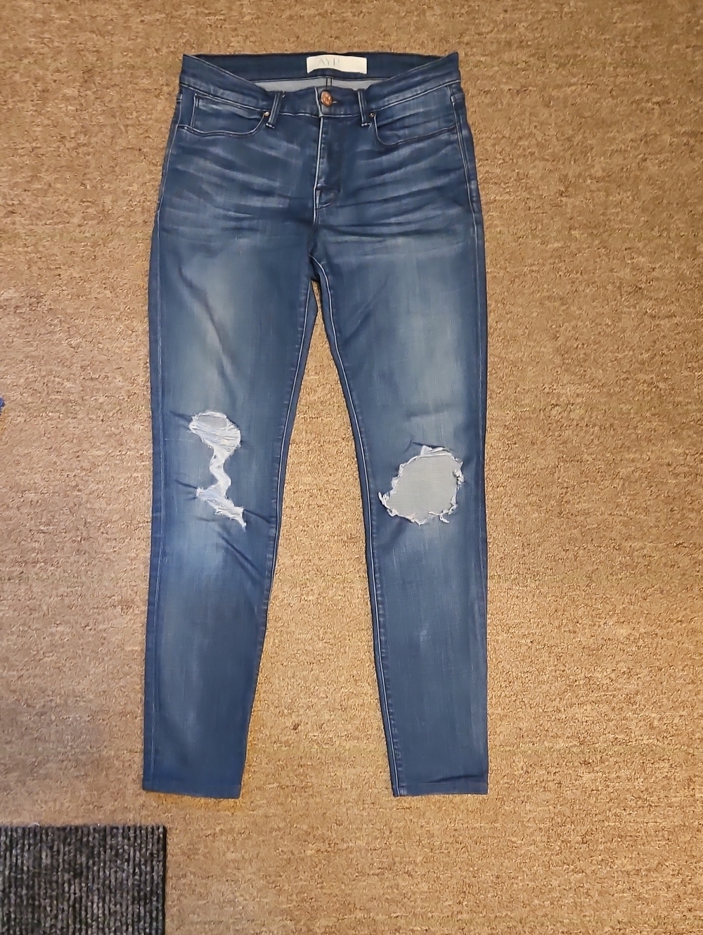 AYR Mid-Blue Distressed Skinny Jeans